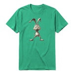 A kelly short-sleeve crewneck t-shirt for adult featuring a graphic of a farm animal on the front.