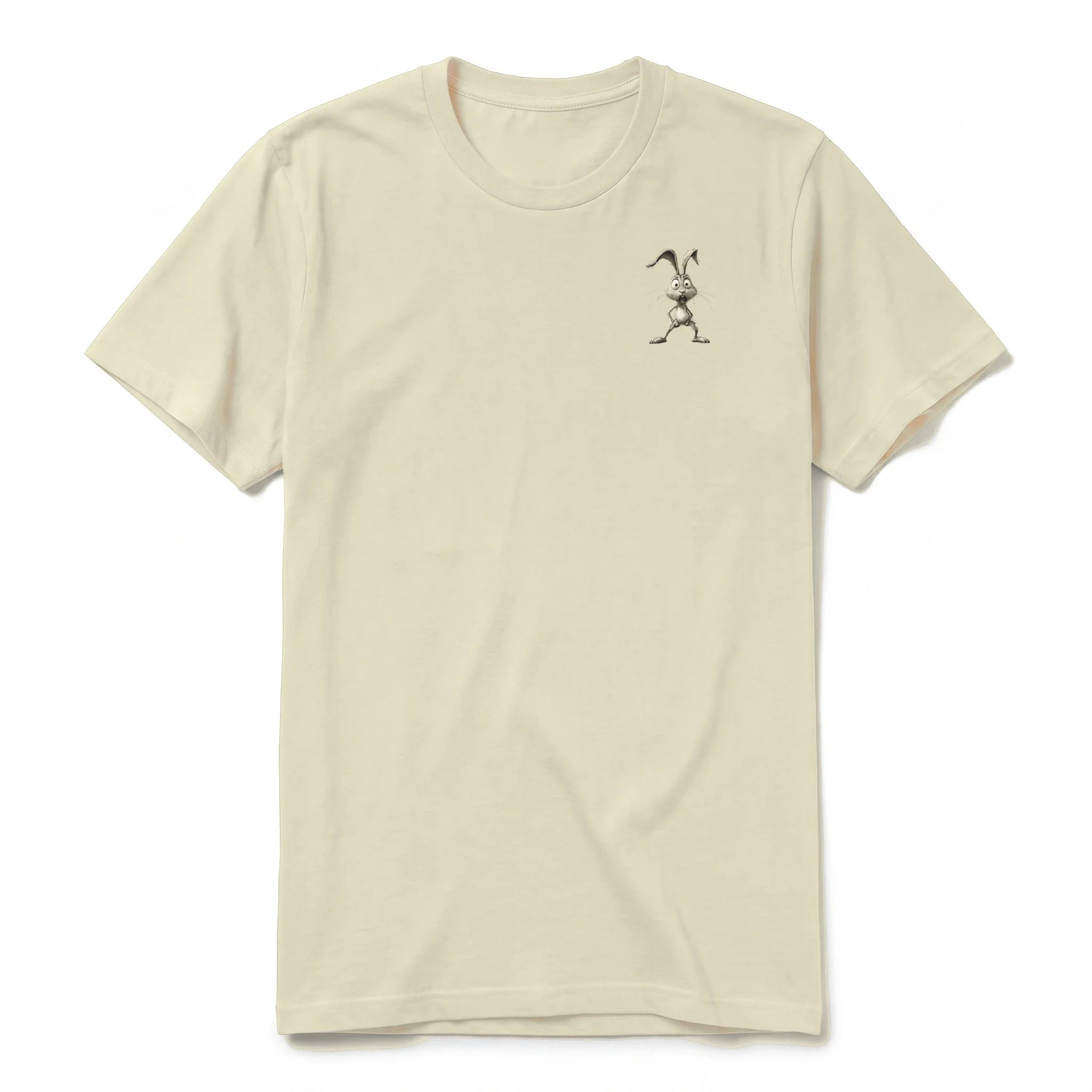 A latte short-sleeve crewneck t-shirt for adult featuring a graphic of a farm animal on the left chest.