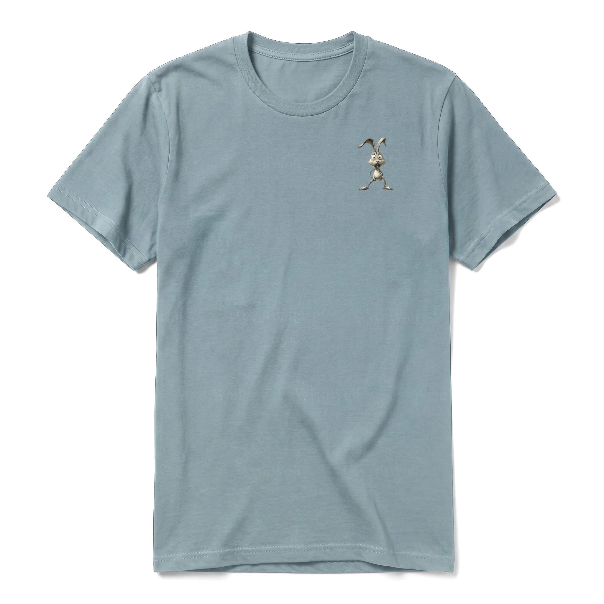 Un T-shirt sauge à manches courtes et col rond, orné d'un motif représentant un animal de la ferme sur la poitrine gauche.