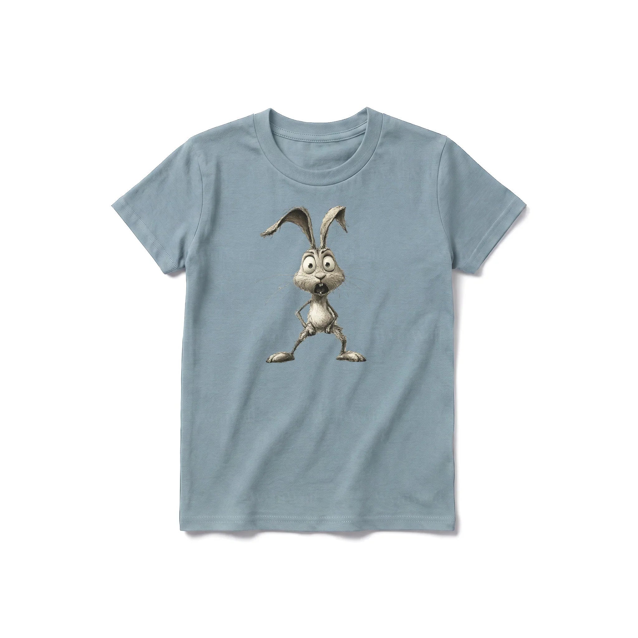 Un T-shirt sauge à manches courtes et col rond pour jeune, orné d'un motif représentant un animal de la ferme sur le devant.