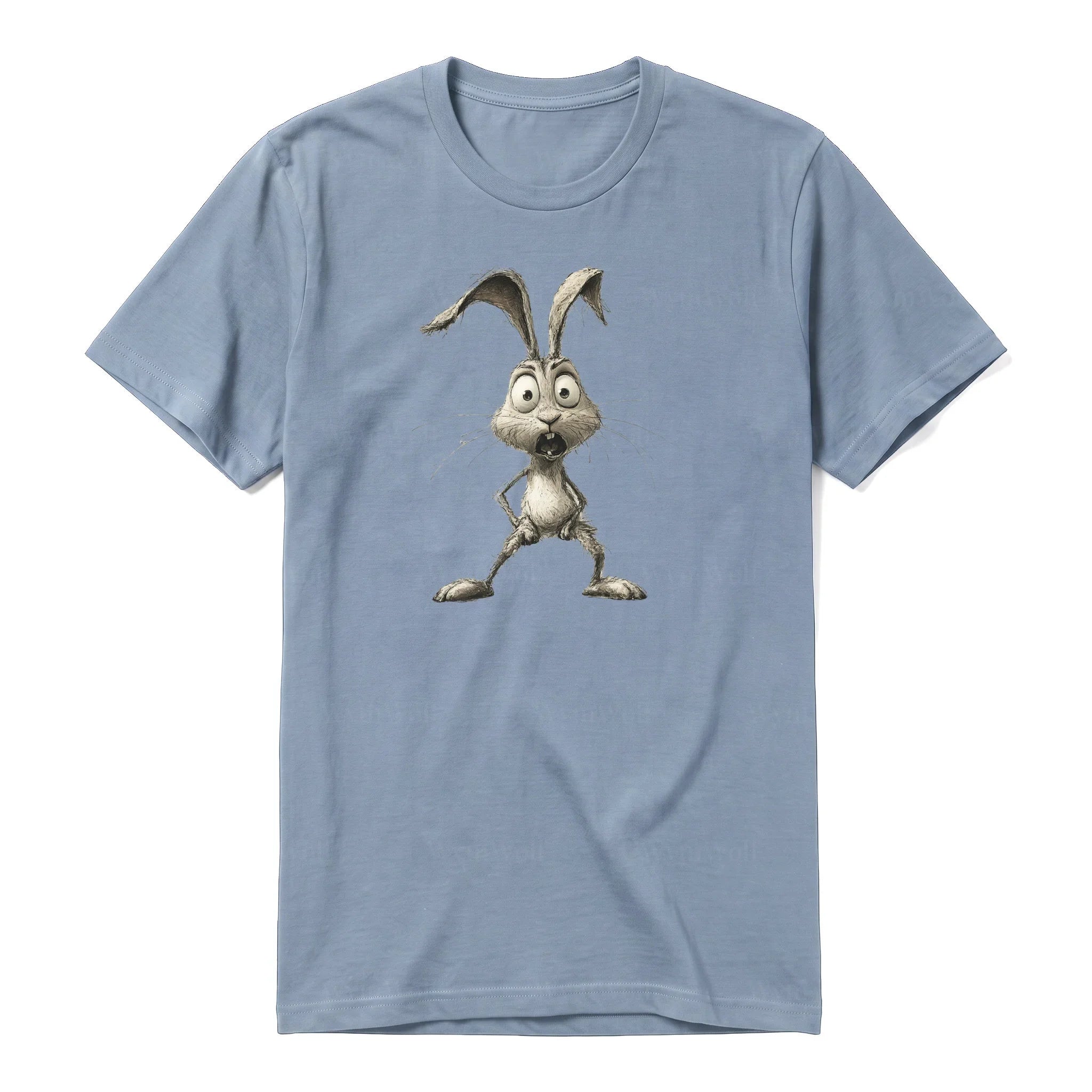 Un T-shirt steel-blue à manches courtes et col rond, orné d'un motif représentant un animal de la ferme sur le devant.