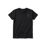 A black short-sleeve crewneck t-shirt for youth featuring a graphic of a farm animal on the left chest.