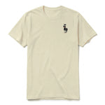 A latte short-sleeve crewneck t-shirt for adult featuring a graphic of a farm animal on the left chest.
