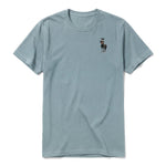 A sage short-sleeve crewneck t-shirt for adult featuring a graphic of a farm animal on the left chest.