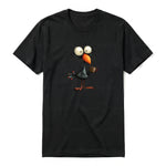 A black short-sleeve crewneck t-shirt for adult featuring a graphic of a quirky bird on the front.