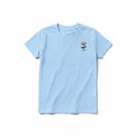 A powder short-sleeve crewneck t-shirt for youth featuring a graphic of a quirky bird on the left chest.