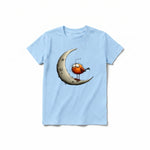 A powder short-sleeve crewneck t-shirt for youth featuring a graphic of a quirky bird on the front.