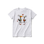 A ash grey short-sleeve crewneck t-shirt for youth featuring a graphic of a quirky bird on the front.