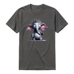 A charcoal short-sleeve crewneck t-shirt for adult featuring a graphic of a wildlife animal on the front.