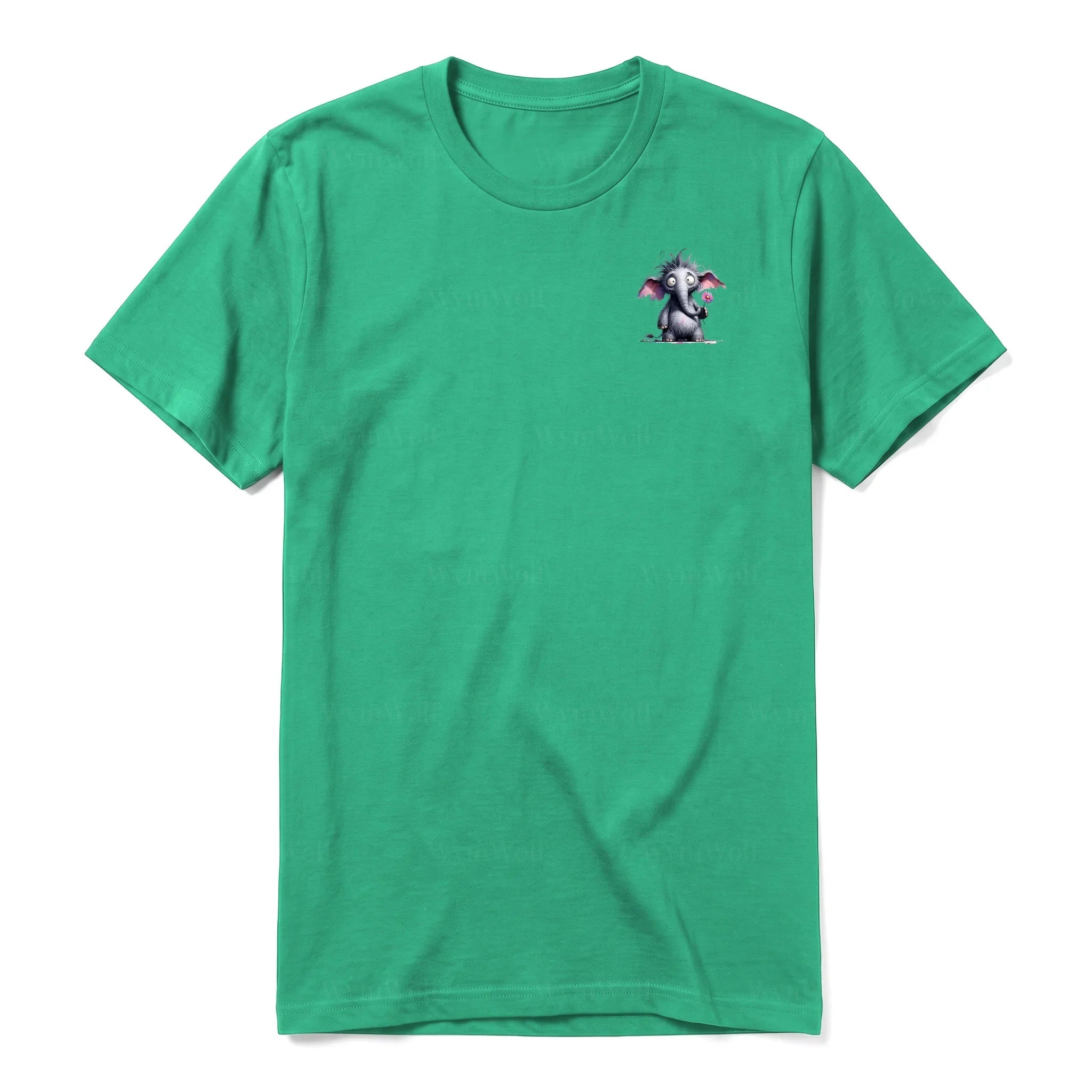 A kelly short-sleeve crewneck t-shirt for adult featuring a graphic of a wildlife animal on the left chest.