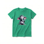 A kelly short-sleeve crewneck t-shirt for youth featuring a graphic of a wildlife animal on the front.