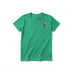A kelly short-sleeve crewneck t-shirt for youth featuring a graphic of a wildlife animal on the left chest.
