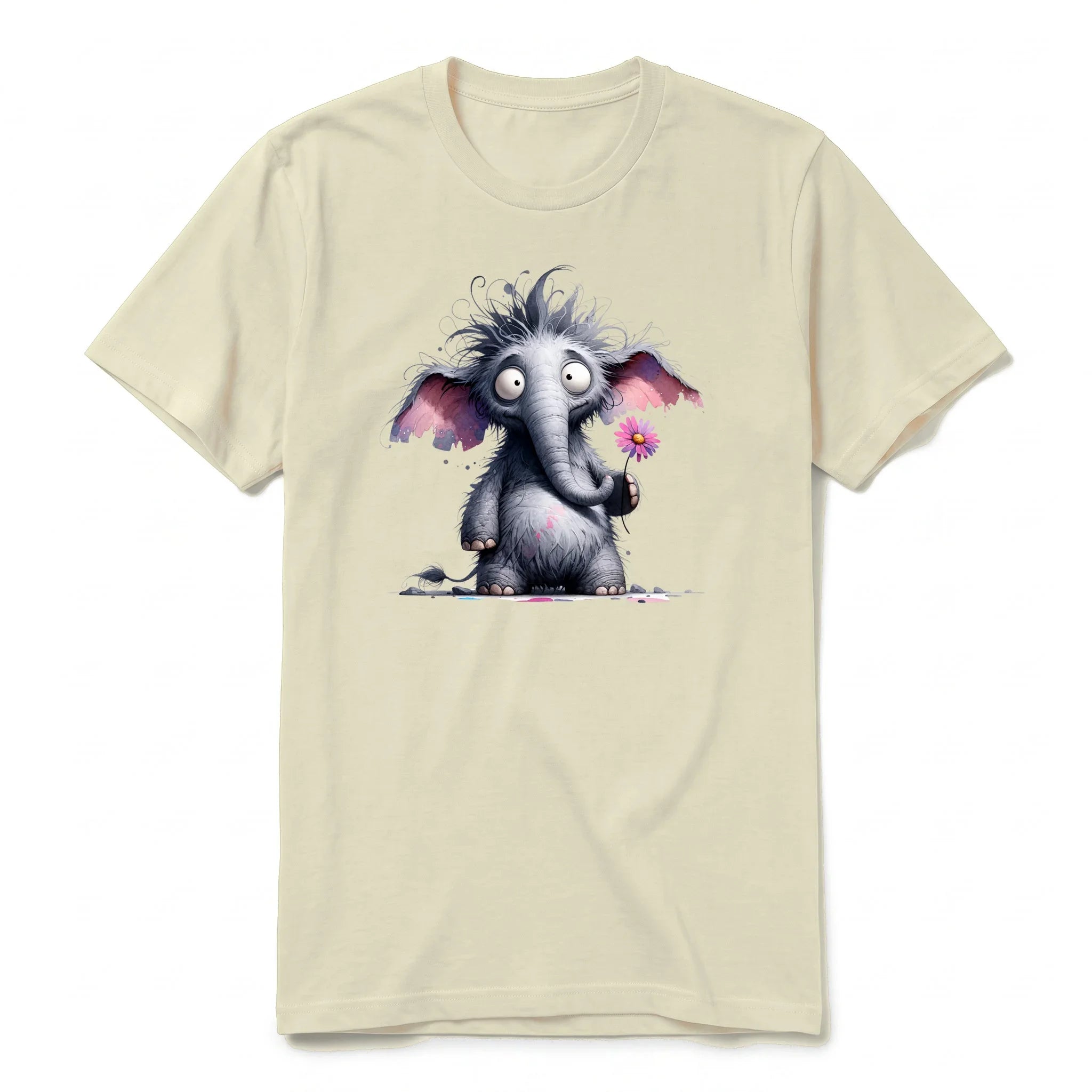 A latte short-sleeve crewneck t-shirt for adult featuring a graphic of a wildlife animal on the front.