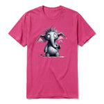 A raspberry short-sleeve crewneck t-shirt for adult featuring a graphic of a wildlife animal on the front.