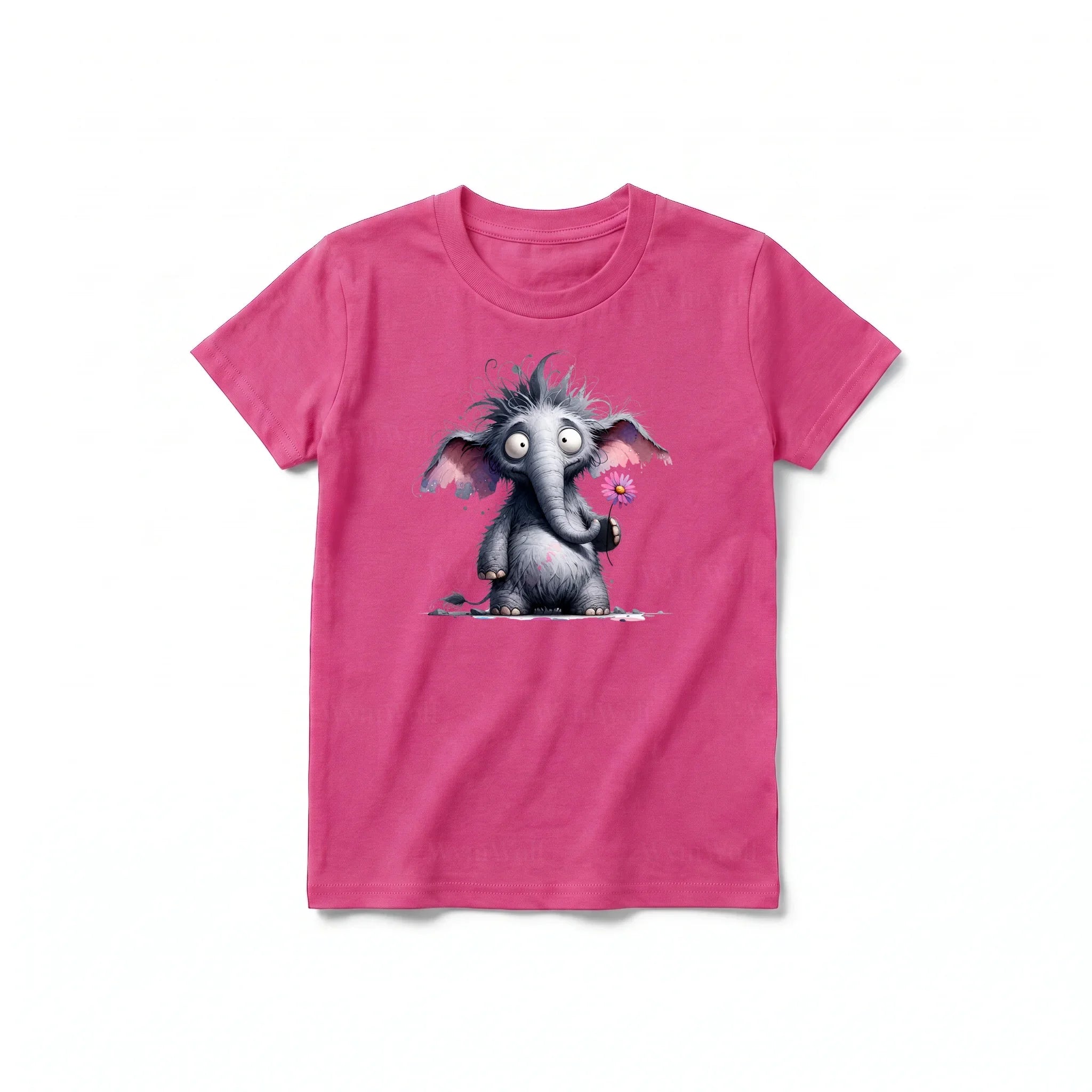 A raspberry short-sleeve crewneck t-shirt for youth featuring a graphic of a wildlife animal on the front.