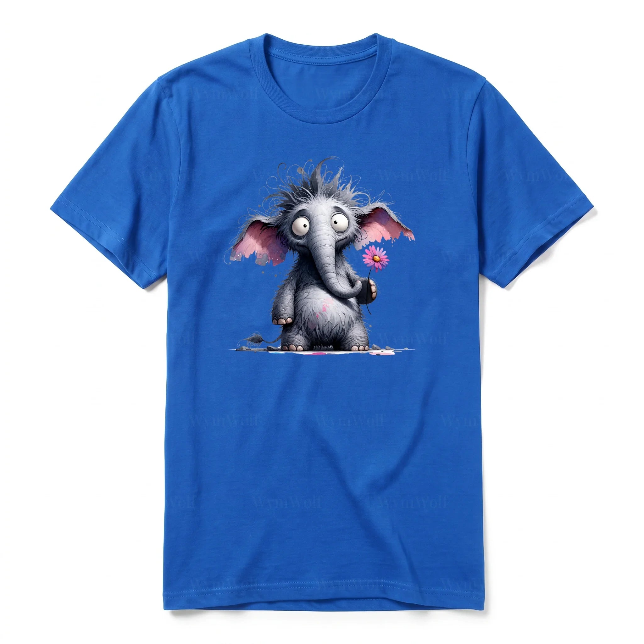 A royal short-sleeve crewneck t-shirt for adult featuring a graphic of a wildlife animal on the front.