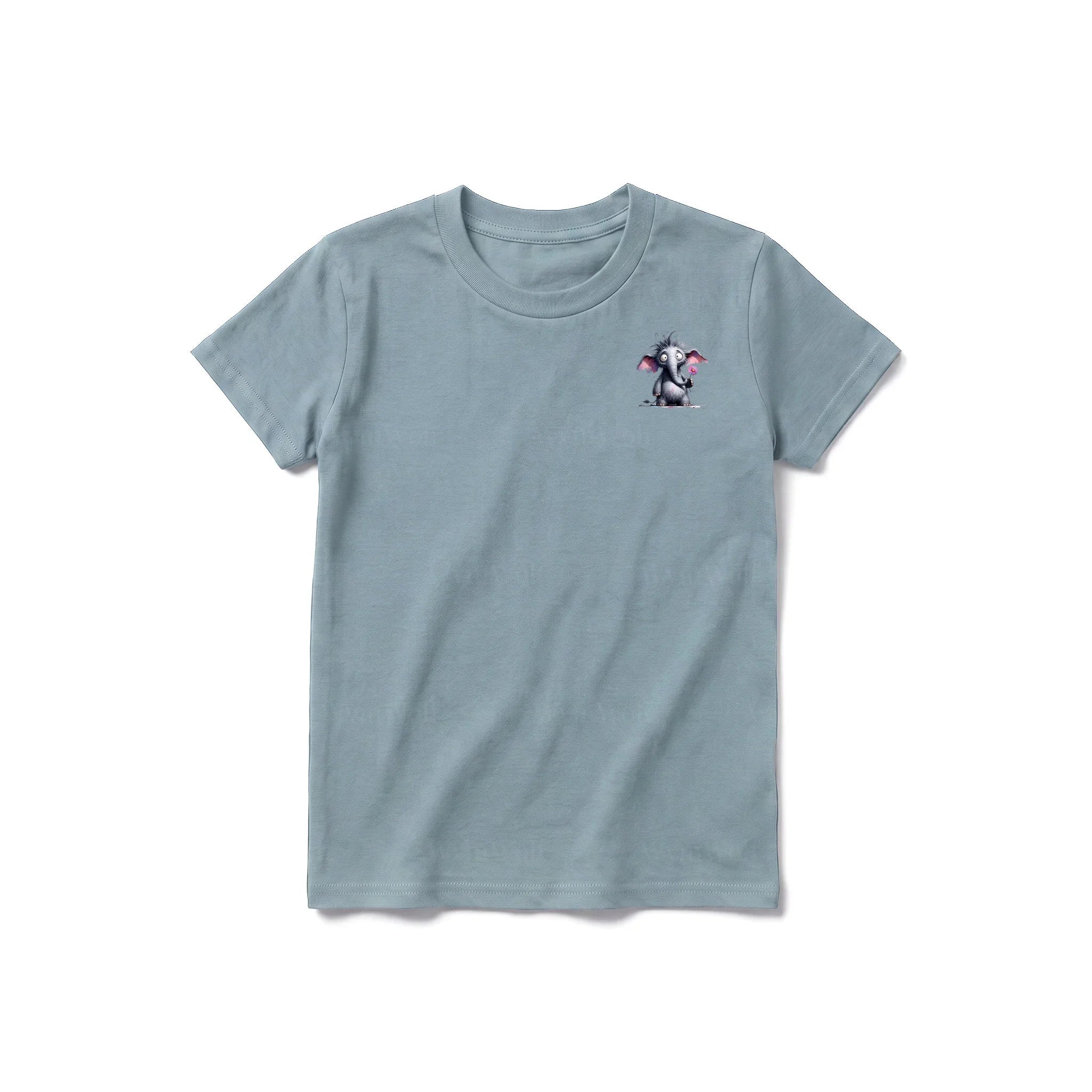 A sage short-sleeve crewneck t-shirt for youth featuring a graphic of a wildlife animal on the left chest.