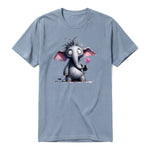 A steel-blue short-sleeve crewneck t-shirt for adult featuring a graphic of a wildlife animal on the front.