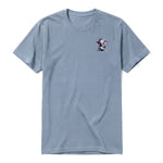 A steel-blue short-sleeve crewneck t-shirt for adult featuring a graphic of a wildlife animal on the left chest.