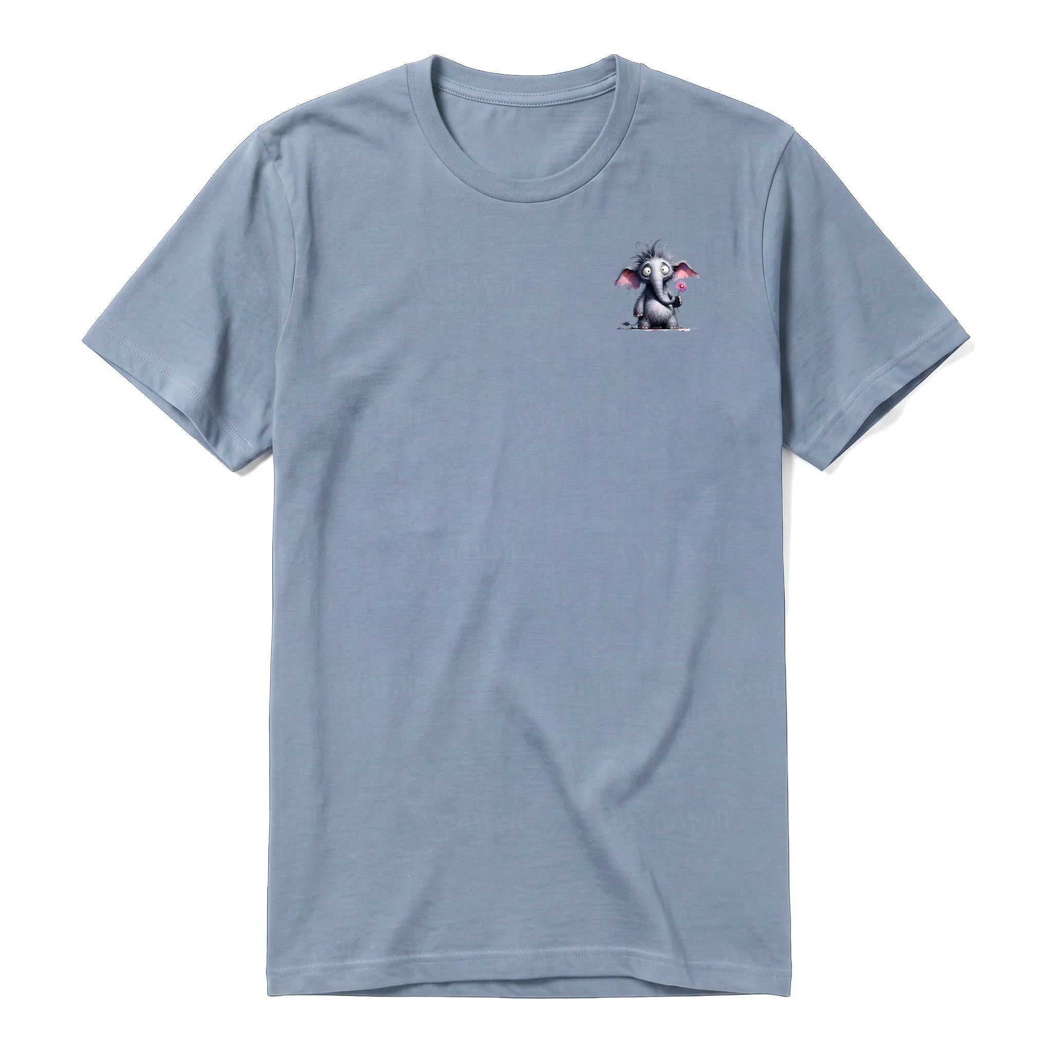 A steel-blue short-sleeve crewneck t-shirt for adult featuring a graphic of a wildlife animal on the left chest.