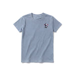 A steel-blue short-sleeve crewneck t-shirt for youth featuring a graphic of a wildlife animal on the left chest.
