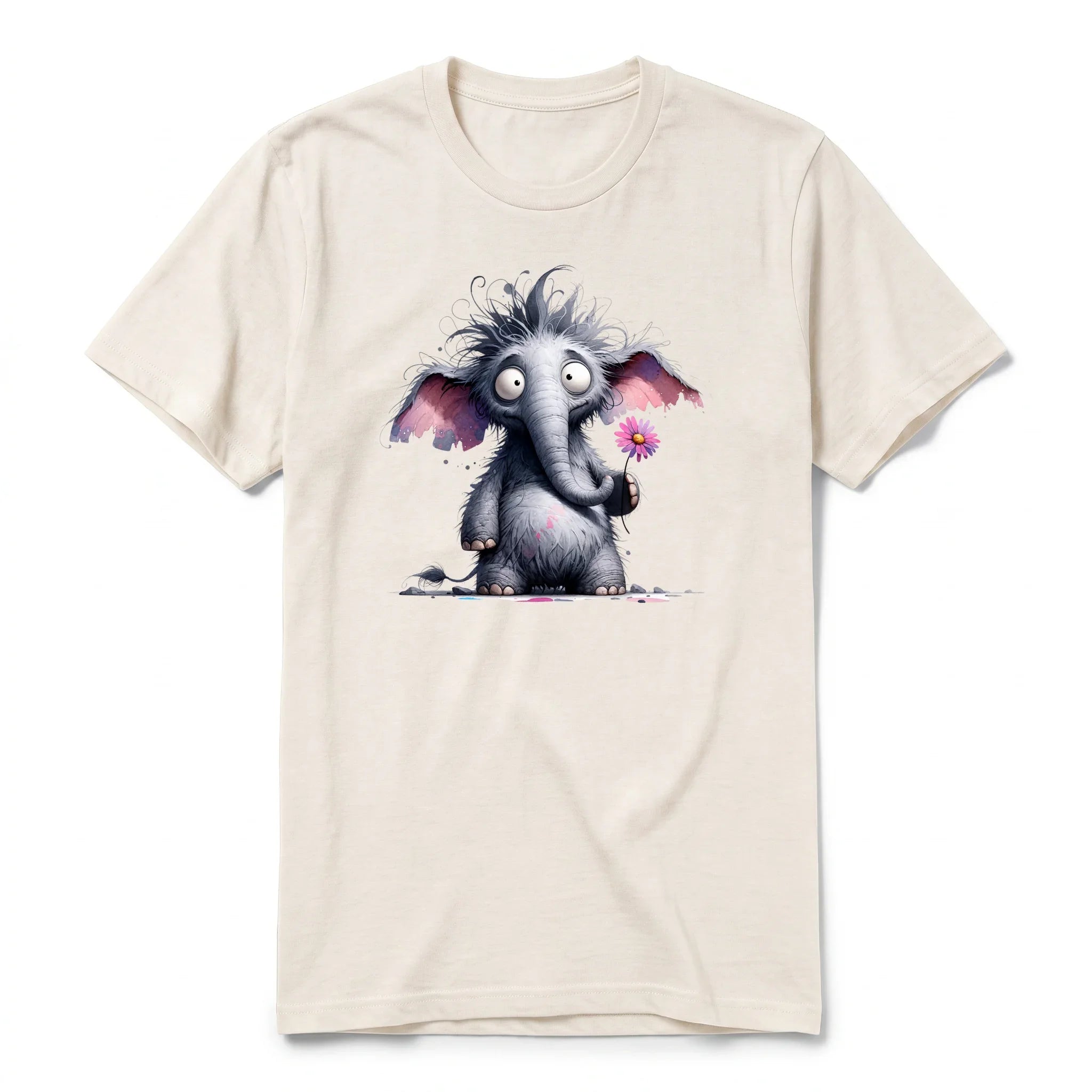 A vintage-white short-sleeve crewneck t-shirt for adult featuring a graphic of a wildlife animal on the front.