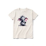 A vintage-white short-sleeve crewneck t-shirt for youth featuring a graphic of a wildlife animal on the front.