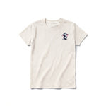 A vintage-white short-sleeve crewneck t-shirt for youth featuring a graphic of a wildlife animal on the left chest.