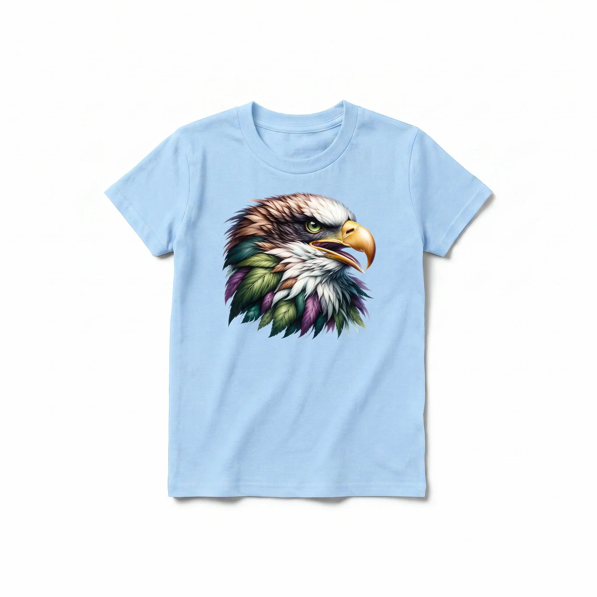 A powder short-sleeve crewneck t-shirt for youth featuring a graphic of a wildlife animal on the front.