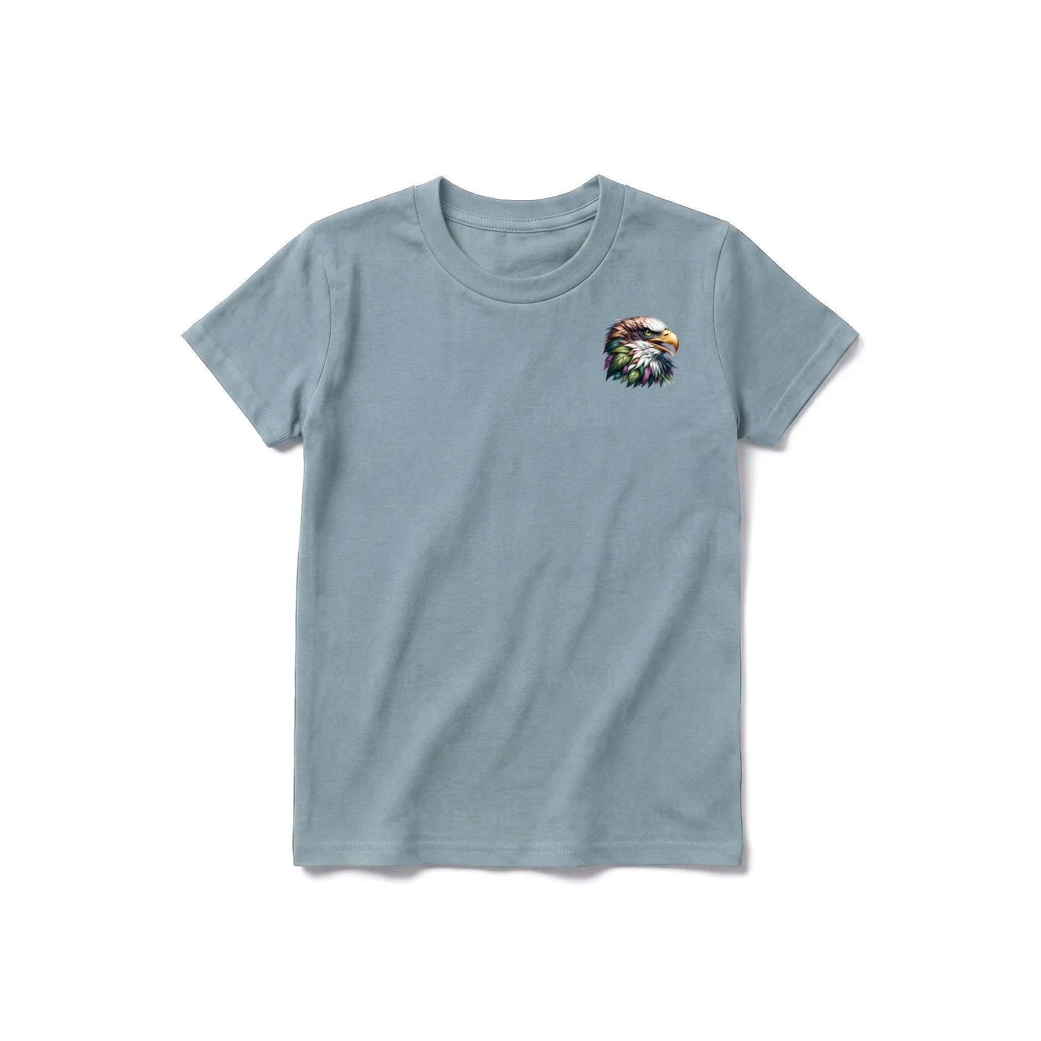 A sage short-sleeve crewneck t-shirt for youth featuring a graphic of a wildlife animal on the left chest.