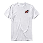 A ash grey short-sleeve crewneck t-shirt for adult featuring a graphic of a wildlife animal on the left chest.