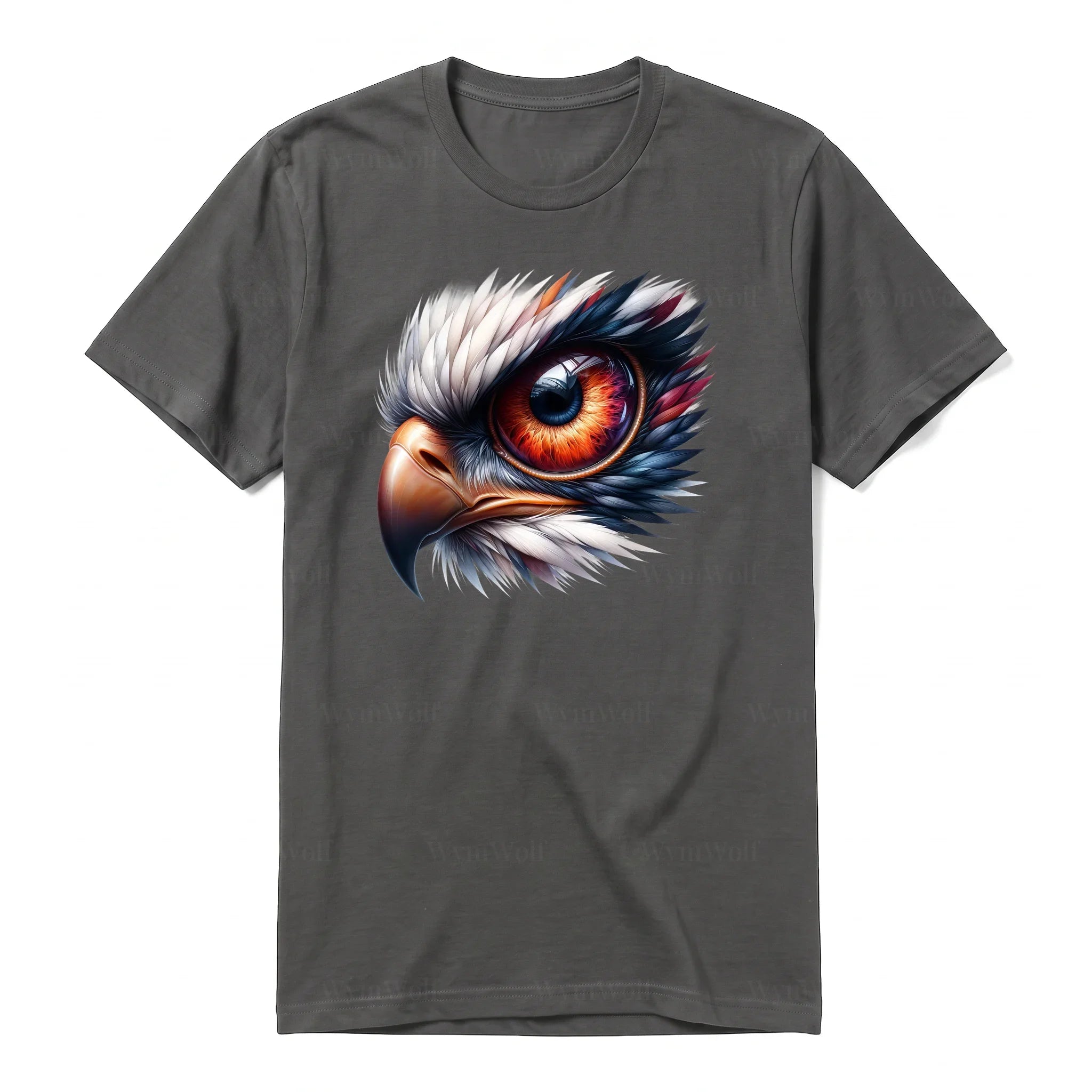 Un T-shirt charbon à manches courtes et col rond, orné d'un motif représentant un animal de la faune sur le devant.