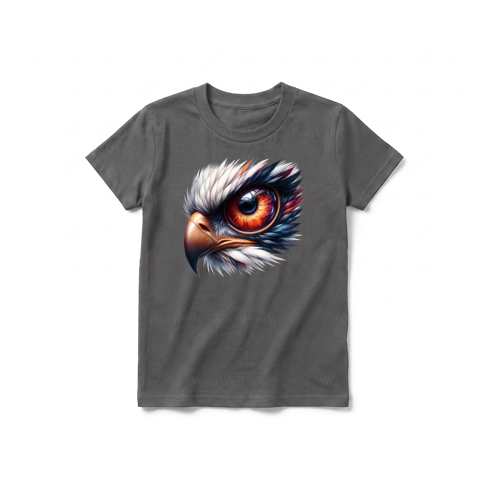 Un T-shirt charbon à manches courtes et col rond pour jeune, orné d'un motif représentant un animal de la faune sur le devant.