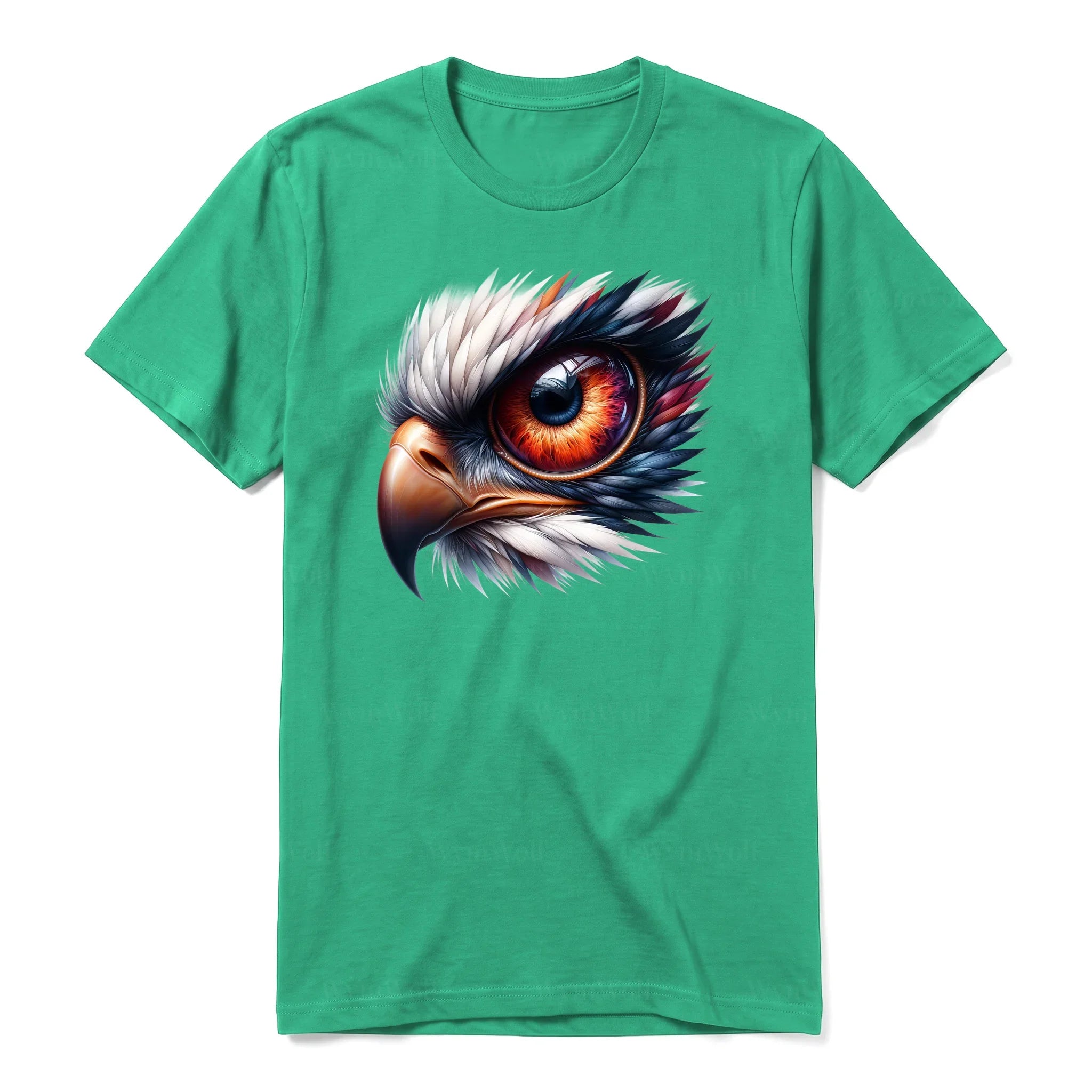 Un T-shirt kelly à manches courtes et col rond, orné d'un motif représentant un animal de la faune sur le devant.