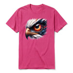 A raspberry short-sleeve crewneck t-shirt for adult featuring a graphic of a wildlife animal on the front.