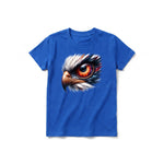 A royal short-sleeve crewneck t-shirt for youth featuring a graphic of a wildlife animal on the front.