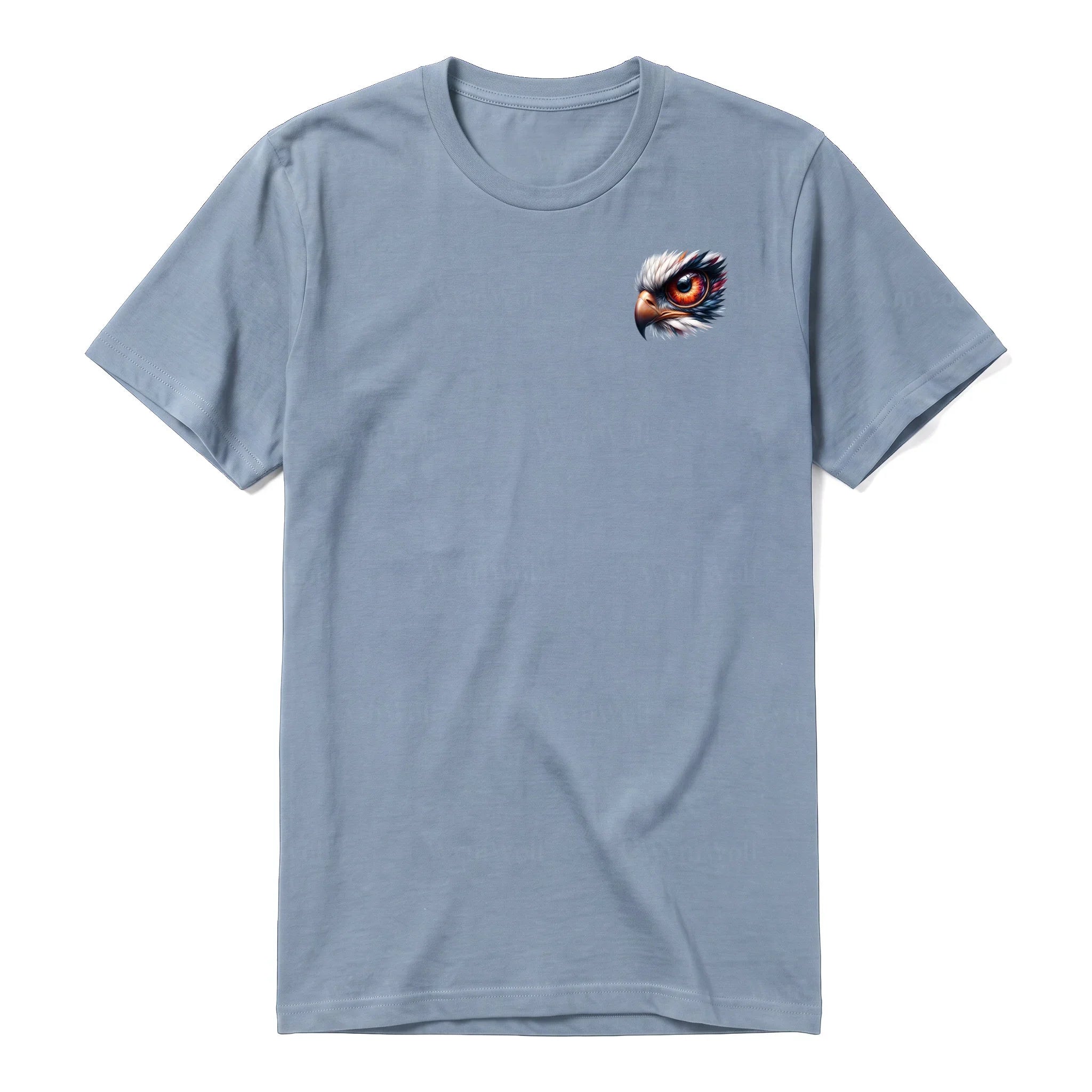 A steel-blue short-sleeve crewneck t-shirt for adult featuring a graphic of a wildlife animal on the left chest.