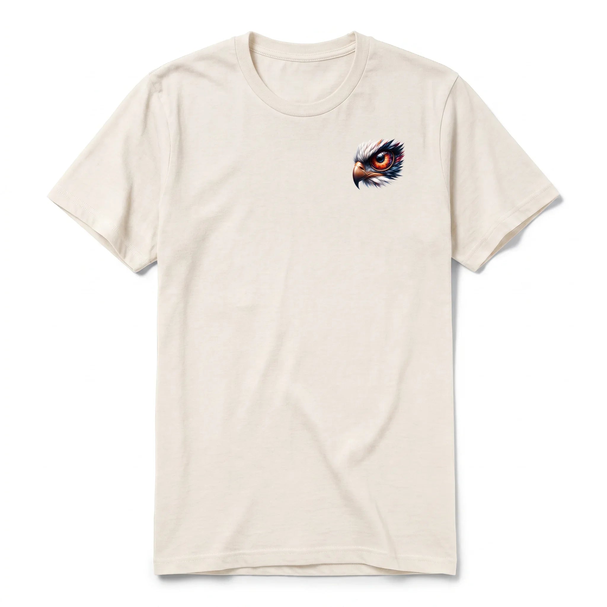 Un T-shirt blanc vintage à manches courtes et col rond, orné d'un motif représentant un animal de la faune sur la poitrine gauche.