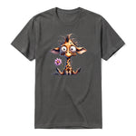 A charcoal short-sleeve crewneck t-shirt for adult featuring a graphic of a wildlife animal on the front.