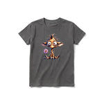 A charcoal short-sleeve crewneck t-shirt for youth featuring a graphic of a wildlife animal on the front.