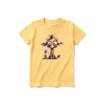 A mustard short-sleeve crewneck t-shirt for youth featuring a graphic of a wildlife animal on the front.