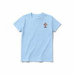 A powder short-sleeve crewneck t-shirt for youth featuring a graphic of a wildlife animal on the left chest.