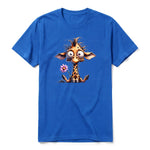 A royal short-sleeve crewneck t-shirt for adult featuring a graphic of a wildlife animal on the front.