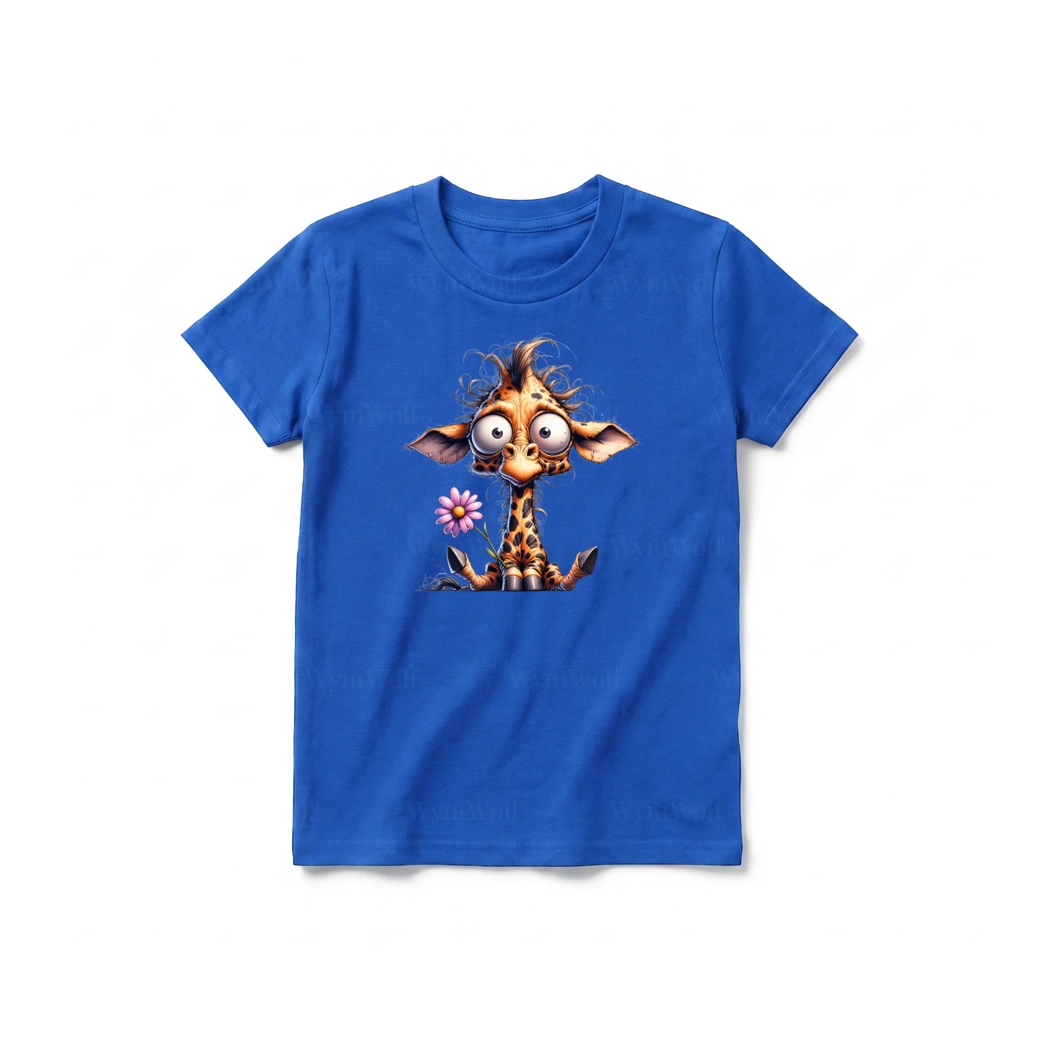 A royal short-sleeve crewneck t-shirt for youth featuring a graphic of a wildlife animal on the front.