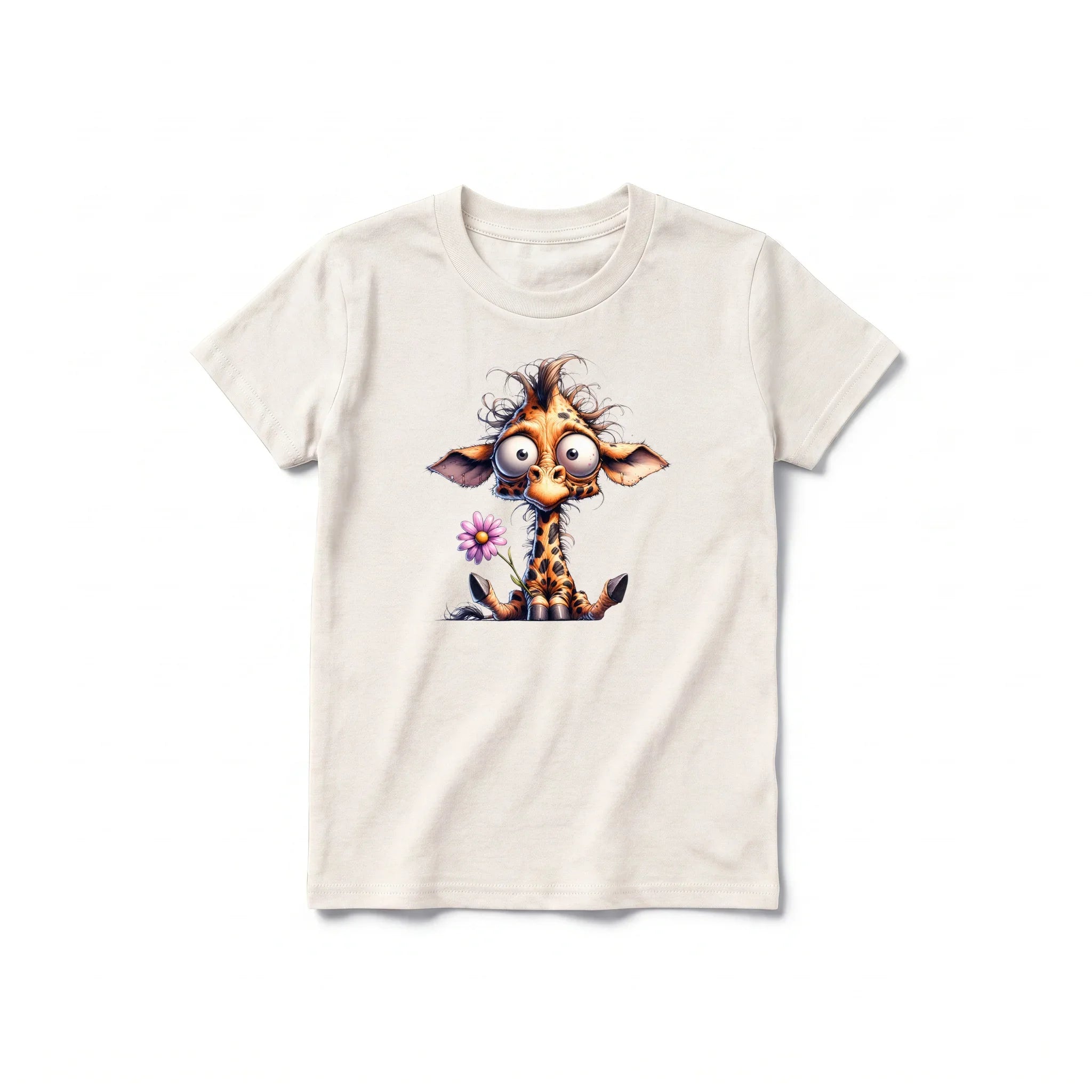 A vintage-white short-sleeve crewneck t-shirt for youth featuring a graphic of a wildlife animal on the front.