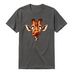 Un T-shirt charbon à manches courtes et col rond, orné d'un motif représentant un animal de la faune sur le devant.