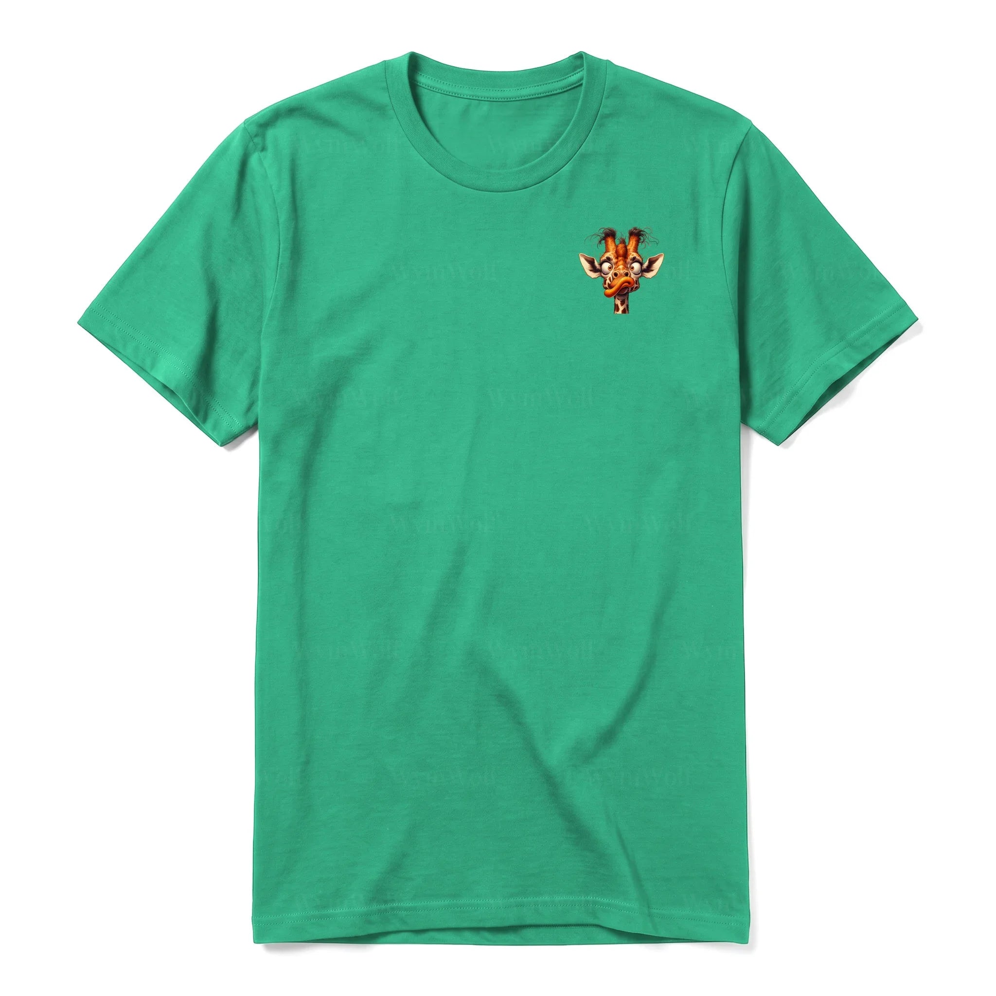 Un T-shirt kelly à manches courtes et col rond, orné d'un motif représentant un animal de la faune sur la poitrine gauche.