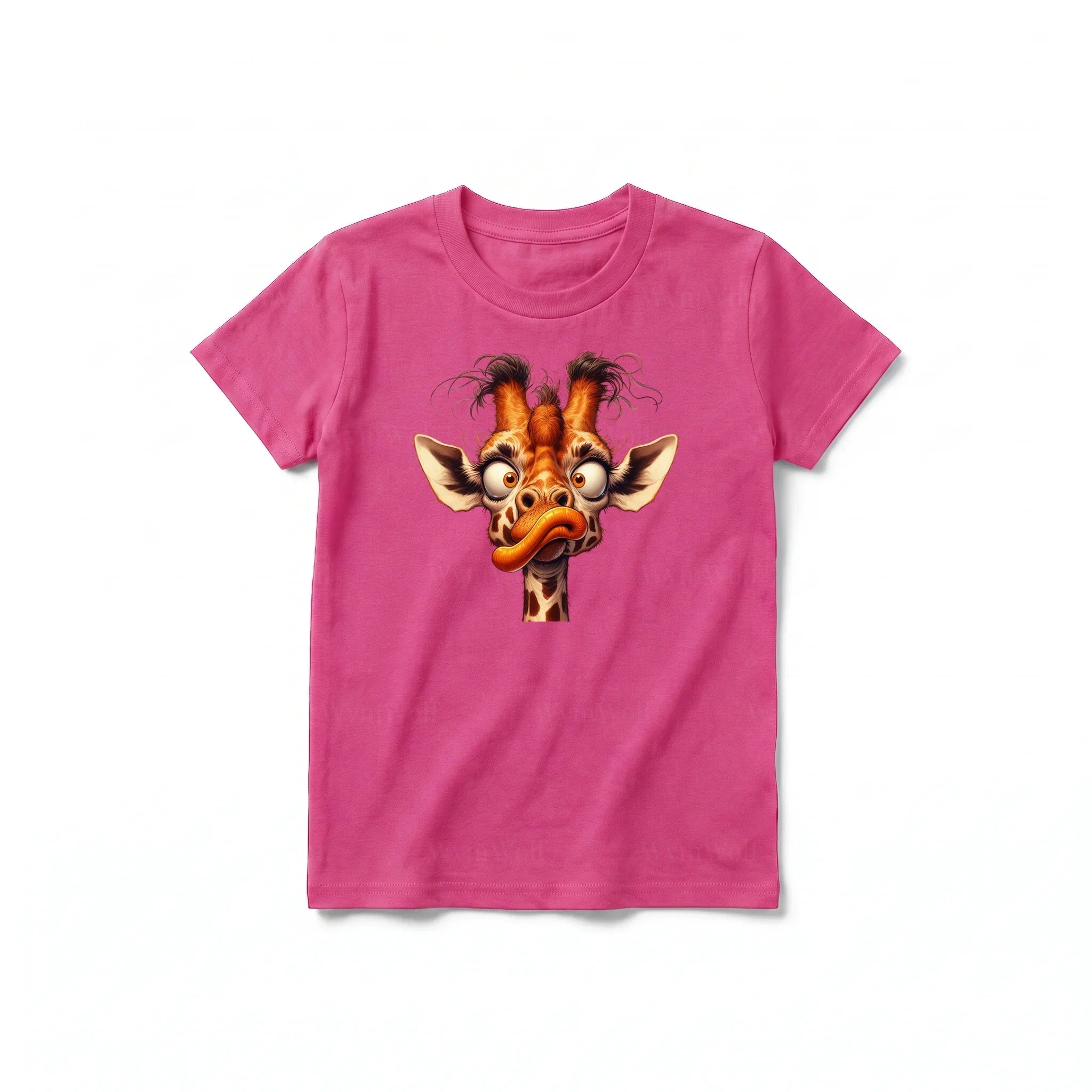 A raspberry short-sleeve crewneck t-shirt for youth featuring a graphic of a wildlife animal on the front.