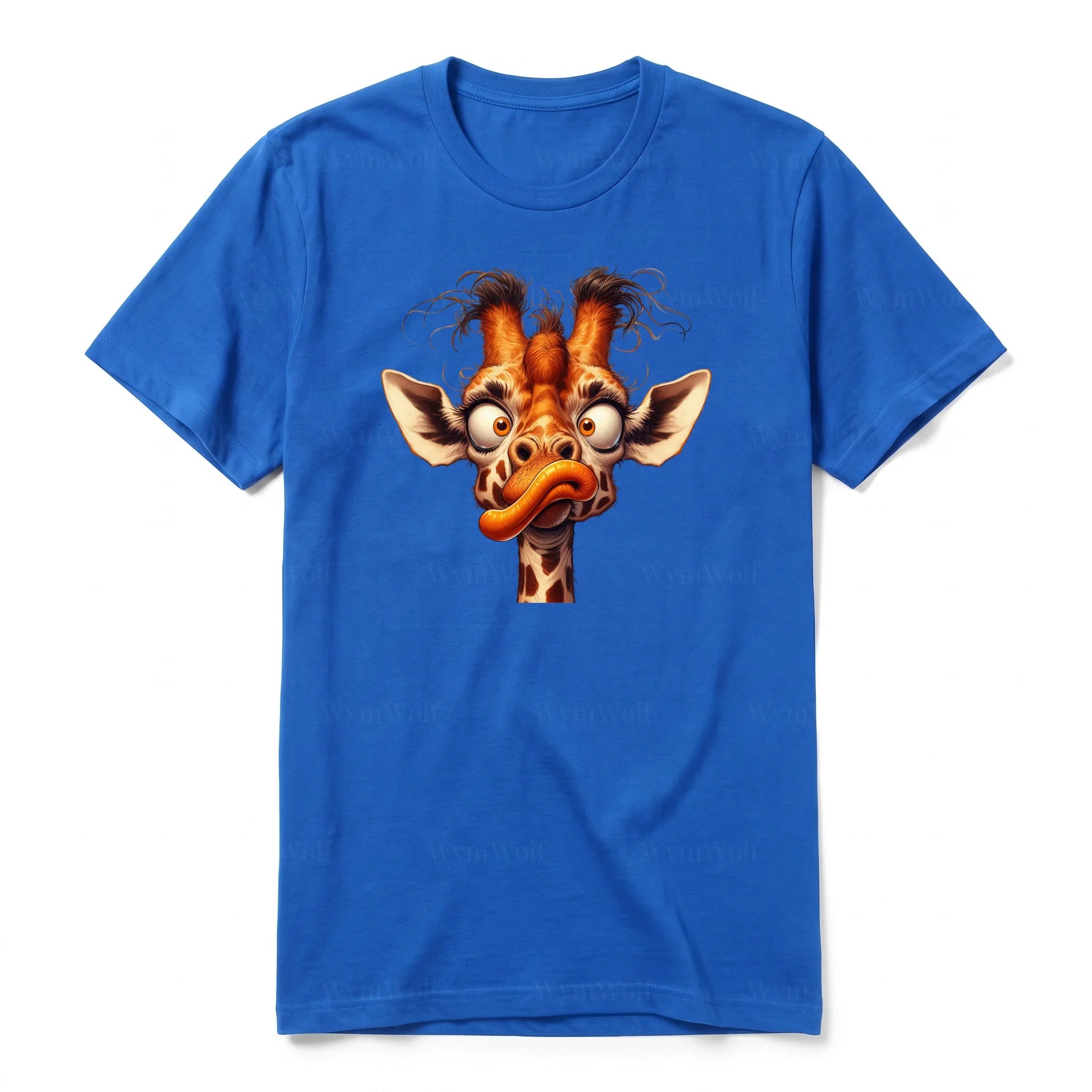 A royal short-sleeve crewneck t-shirt for adult featuring a graphic of a wildlife animal on the front.
