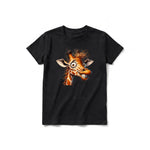A black short-sleeve crewneck t-shirt for youth featuring a graphic of a wildlife animal on the front.